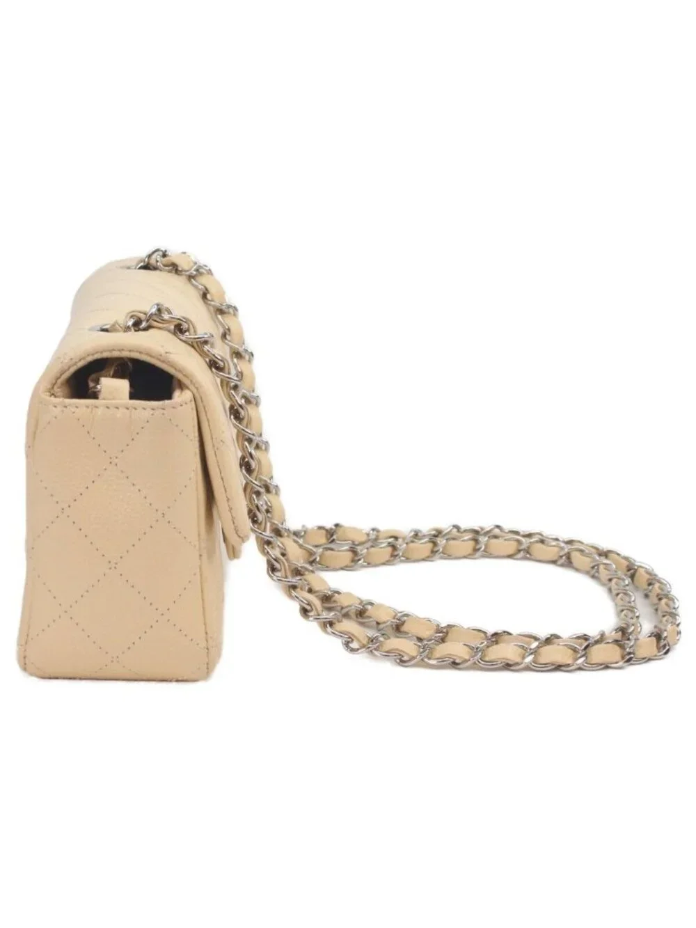Chanel Beige Caviar Silver Mini Quilted 20 Shoulder Bag